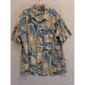 Campia Men's XXL Hawaiian Shirt Short Sleeve Tropical Print‎ Button Up